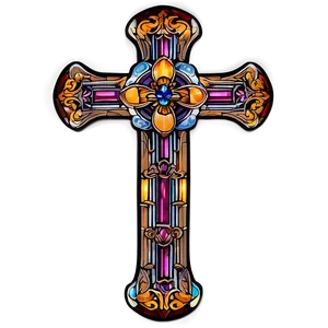 Fancy Cross In Stained Glass PNG 63 PNG