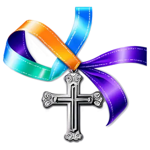 Fancy Cross With Ribbon PNG 45