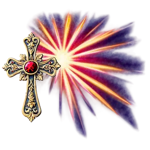 Fancy Cross With Sunburst PNG Etk PNG