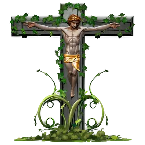 Fancy Cross With Vines PNG Poy37 PNG
