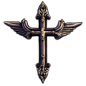 Fancy Cross With Wings PNG Smw81 PNG
