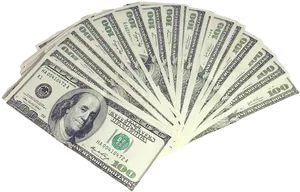 Fanof Hundred Dollar Bills PNG image