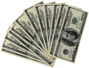 Fanof U S Hundred Dollar Bills PNG image