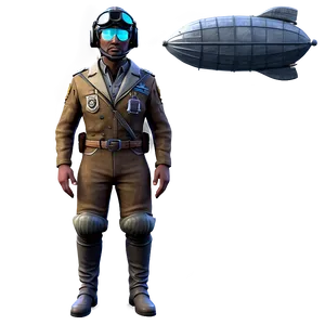 Fantasy Airship Pilot Png 06252024 PNG image