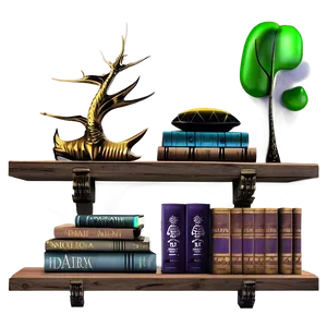 Fantasy Books On Shelf PNG Khd71