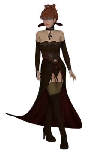 Fantasy Characterin Brown Dress PNG