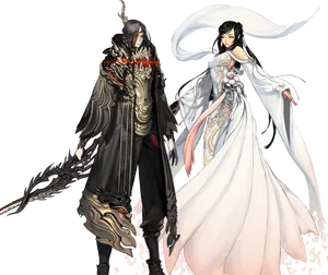 Fantasy Duo Elegantand Dark PNG image