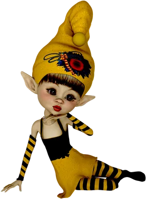 Fantasy Elf Dollin Bee Costume PNG image