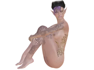 Fantasy_ Elf_ Figure_ With_ Tattoos
