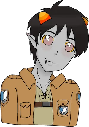 Fantasy Eren Yeager Anime Character PNG image