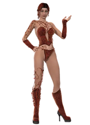 Fantasy_ Female_ Character_in_ Red_ Attire