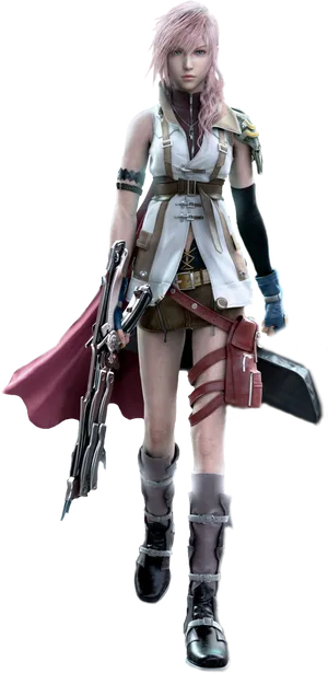 Fantasy Game Female Warriorwith Swordand Gun