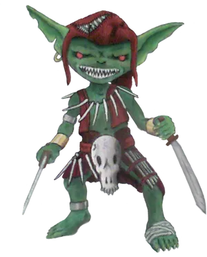 Fantasy Green Goblin Figure PNG image