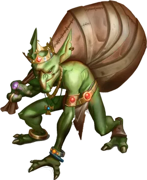 Fantasy Green Goblin Illustration PNG image