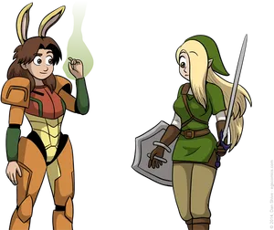 Fantasy Heroes Bunny Earsand Elf PNG image