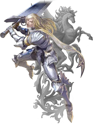 Fantasy Knight Battle Charge PNG image
