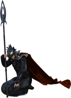 Fantasy Knight With Spear PNG image