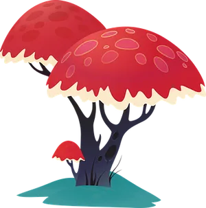 Fantasy Mushroom Trees Illustration