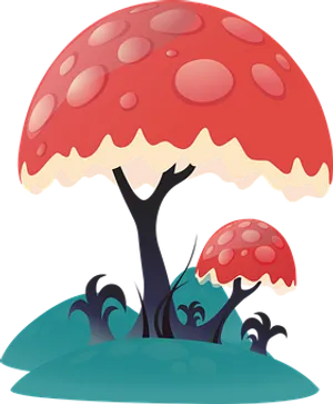 Fantasy Mushroom Trees Illustration