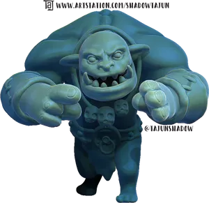 Fantasy Orc Character Pointing PNG