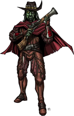 Fantasy_ Orc_ Gunslinger_ Illustration.png PNG