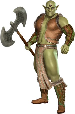 Fantasy Orc Warrior Axe PNG