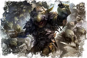 Fantasy Orc Warrior Charge PNG image