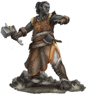 Fantasy Orc Warrior Illustration PNG