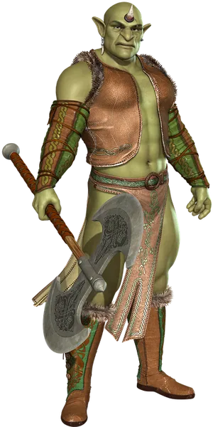 Fantasy Orc Warrior Render PNG