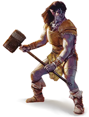 Fantasy Orc Warrior With Hammer PNG