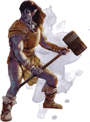 Fantasy Orc Warriorwith Hammer PNG image