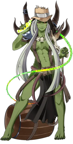 Fantasy_ Orc_ Witch_with_ Hat_and_ Magic PNG