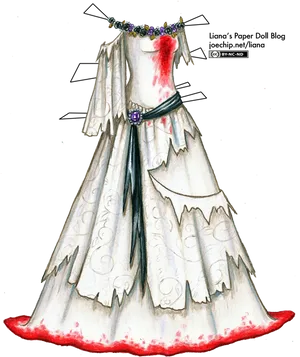 Fantasy Paper Doll Dress Illustration PNG image