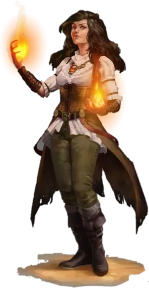 Fantasy Sorceress With Fireball PNG image