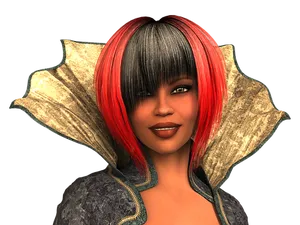 Fantasy Styled Womanwith Red Black Hair