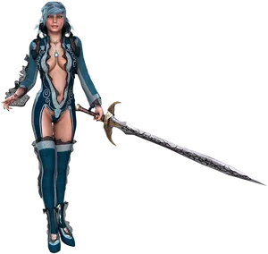 Fantasy Warrior Womanwith Sword PNG image