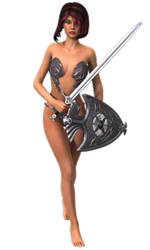 Fantasy Warrior Womanwith Swordand Shield