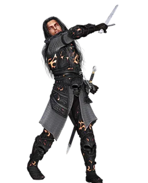 Fantasy Warriorin Black Armor