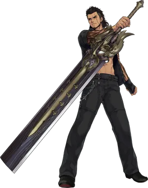 Fantasy Warriorwith Giant Sword PNG