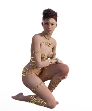 Fantasy Woman Golden Armor Art