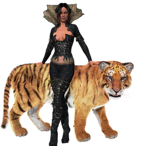 Fantasy_ Woman_with_ Tiger_ Companion
