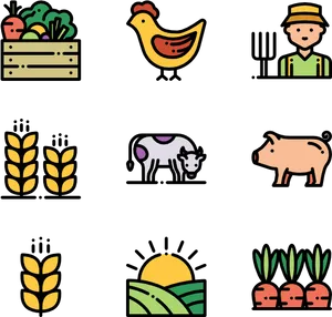 Farm Icons Set PNG image