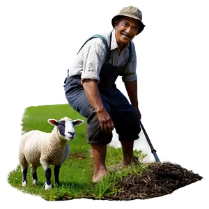 Farmer And Sheep PNG 05242024