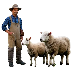 Farmer And Sheep PNG 05242024