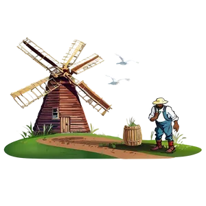 Farmer And Windmill Png 05242024 PNG image