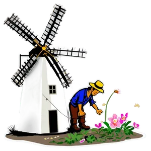 Farmer And Windmill Png 92 PNG image