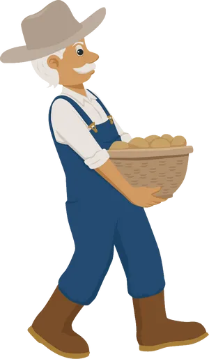 Farmer Carrying Potatoes