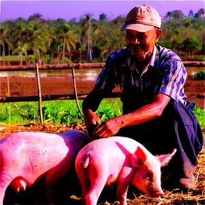 Farmer Feeding Pigs Png 05242024 PNG image