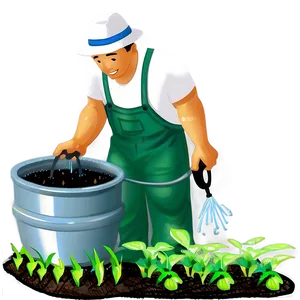 Farmer Watering Plants Png Lst PNG image