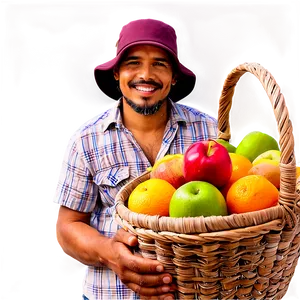 Farmer With Fruit Basket Png 05242024 PNG image